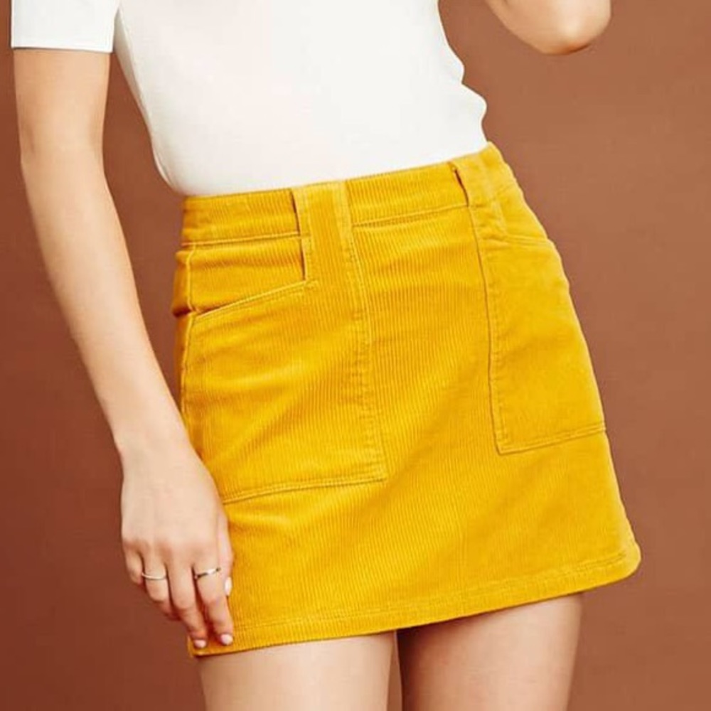 F21 Mustard Corduroy Skirt